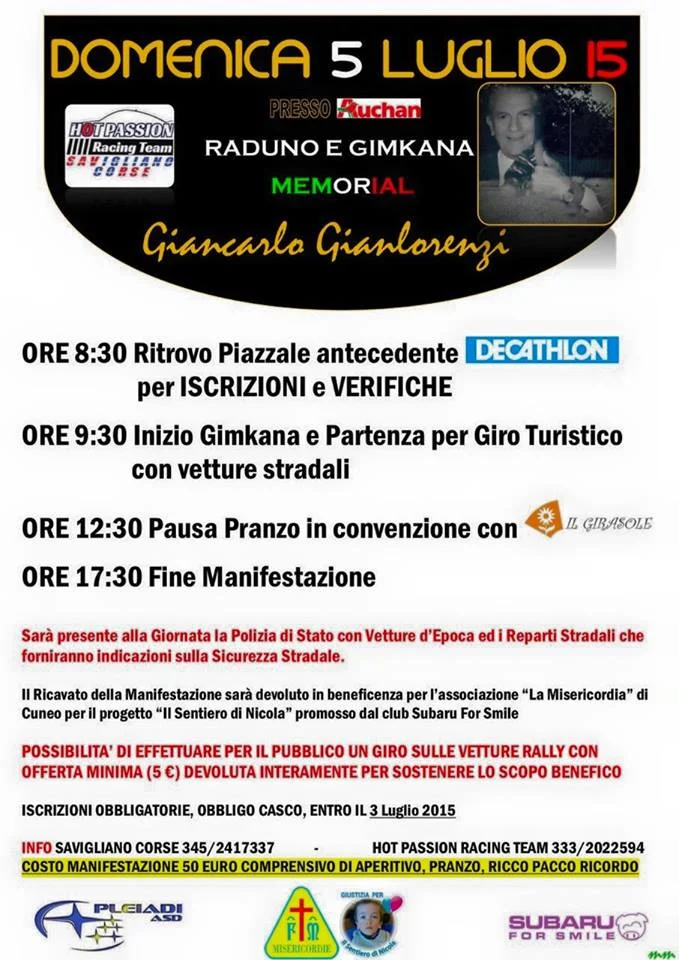 Raduno Ginkana Memorial Giancarlo Gianlorenzi Domenica 5 Luglio - Cuneo Auchan